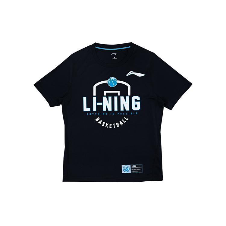Li Ning T Shirts Men's Black Crew Neck Moderate Straight Fit ATSQ483-1