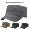 Men's Distressed Flat Top Military Cap, Spring/Summer Duckbill Hat, Korean Style Sun Hat