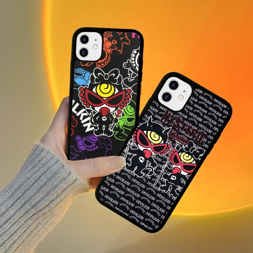 Japan Fashion H-Hysteric M-Mini PC+TPU Phone Case For iPhone 17 16 15 14 13 12 11 Pro Max Plus Kawaii Cartoon Cover