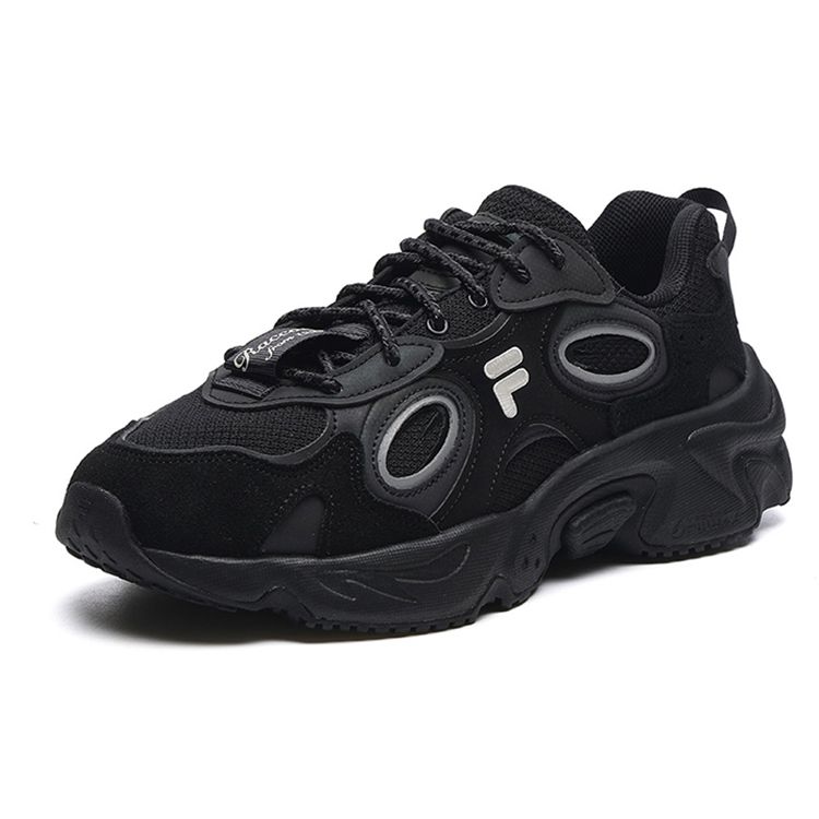 FILA Fusion Raccoon Fabric Synthetic Leather Suede Casual Comfort Shock Absorption Wear-Resistant Breathable Low-Top Dad Shoes T12W217314FBK