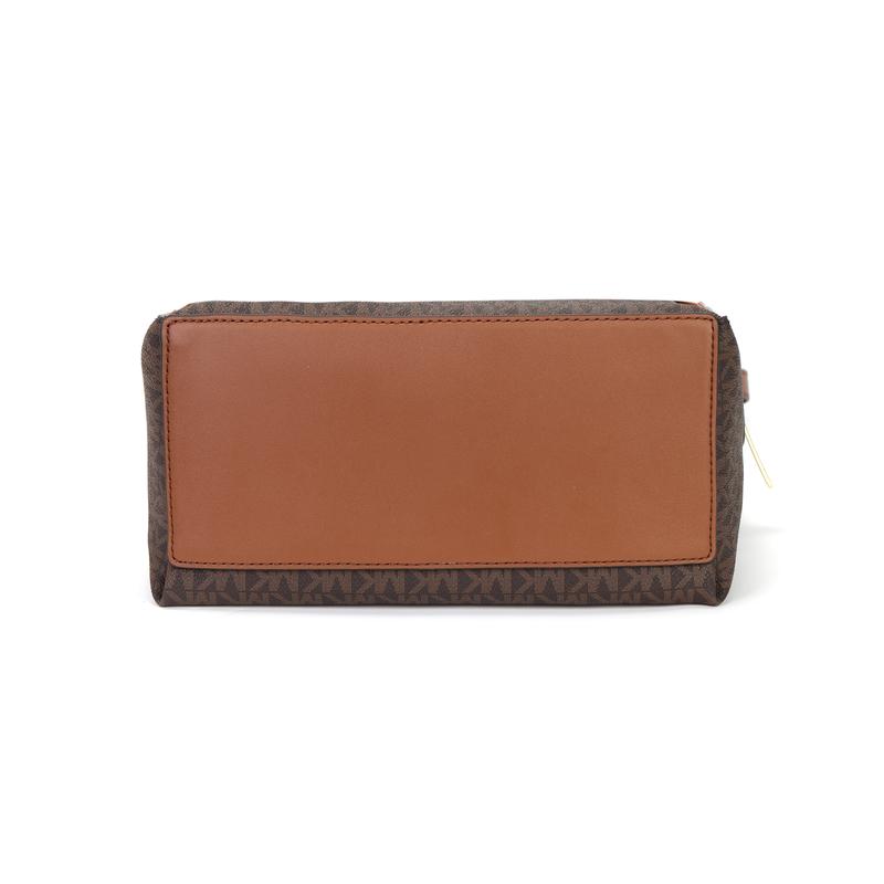 Michael Kors Sheila logo lettera oro classico vecchio fiore chiusura a zip tela rivestita zaino scolastico zaino zaino taglia media donna marrone