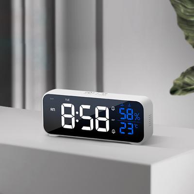Music LED Digital Alarm Clock Voice Control Temperature Humidity Display Desktop Clocks Home Table Decoration Built-in 1200mAh