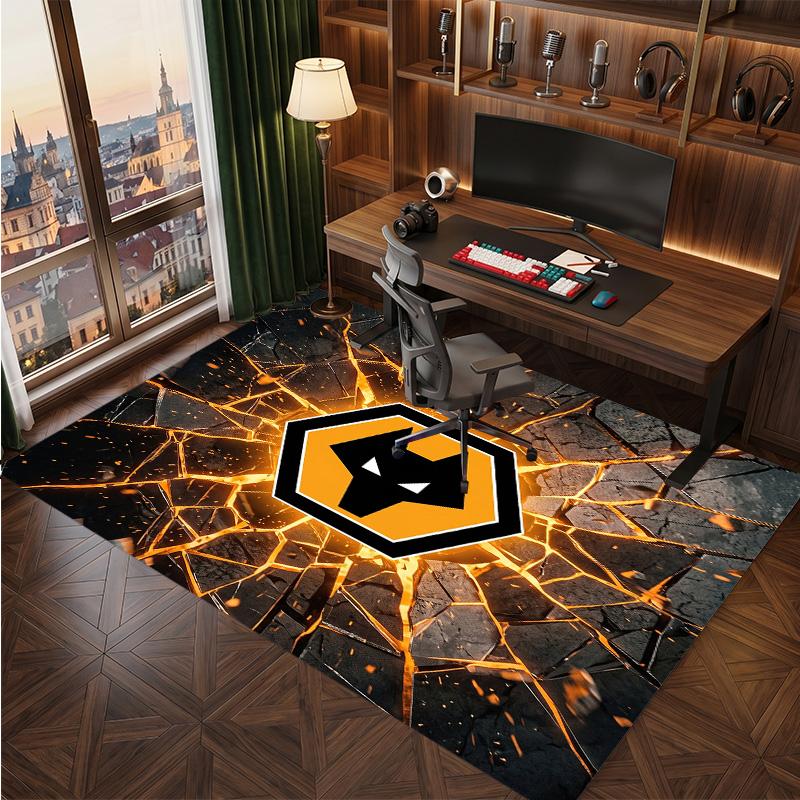 Wolverhampton Wanderers Football Print Crystal Velvet Rug, Comfortable Water Absorbent Non Slip Indoor Floor Carpet