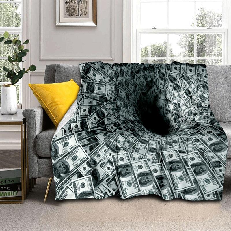 Coperta Ricca con Motivo di Dollari Euro in 3D, Coperta Morbida da Lancio per Casa Camera da Letto Letto Divano Picnic Viaggio Ufficio Coperta Copertura Bambini