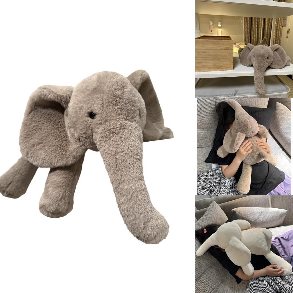 Ins Soft And Realistic Grey And White Elephant Plush Toy For Babies And Kids