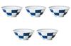 Set of 5 Checkered Lightweight Ramen Bowls X Bowls Setomonohonpo [19 8.6cm] Multi-Purpose