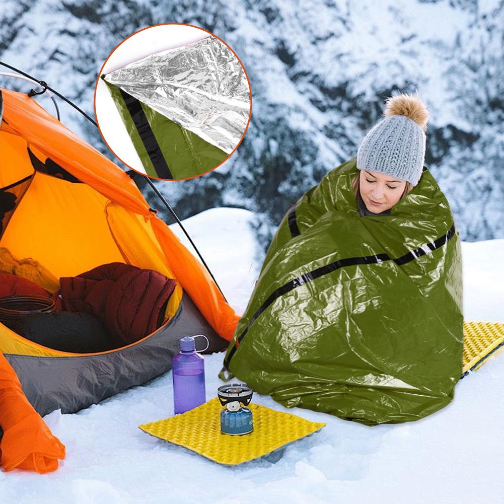 Emergency Sleeping Bag Camping Sleeping Bag Waterproof Tac Bivvy Bag Multi-Function with Carabiner for Sleep Survival Shelter