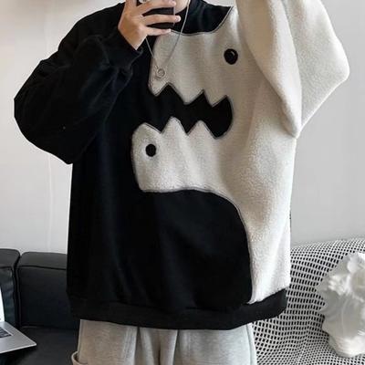 Autumn and Winter Men Sweatshirts Casual Round Neck Sweatshirt Cute Cartoon Man Hoodies Street Style Pullover