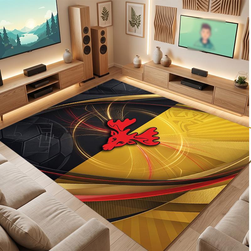 Watford Football Print Crystal Velvet Rug, Comfortable Water Absorbent Non Slip Indoor Floor Carpet