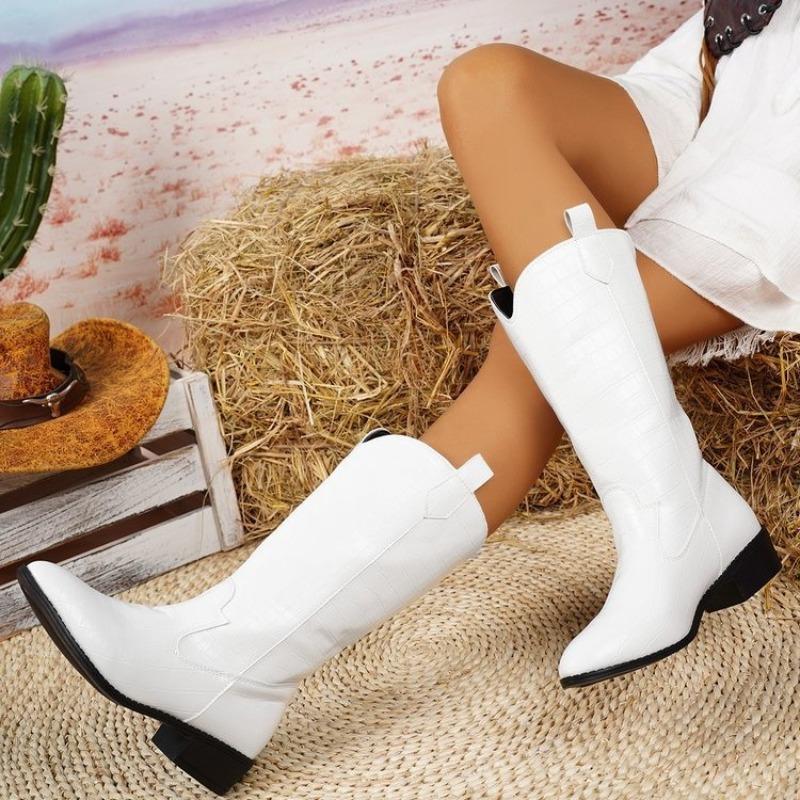 Plus-size Boots, Retro Wide-soled Pointed Mid-calf Boots, Square Heels, Women's Boots, Women's Shoes