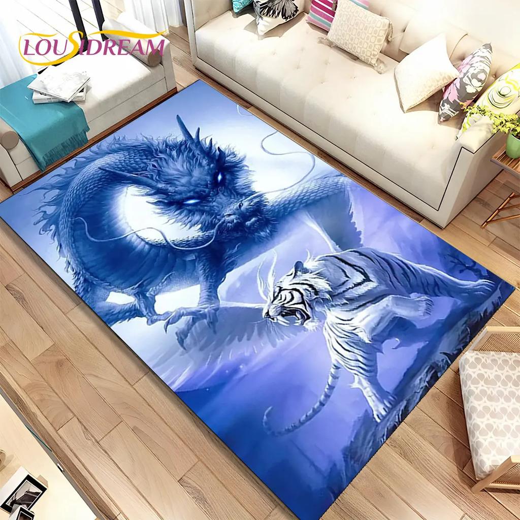 Beast Animal Tiger,Sabretooth Cartoon Area Rug,Carpet for Home Living Room Bedroom Sofa Doormat Kitchen Decor,Non-slip Floor Mat