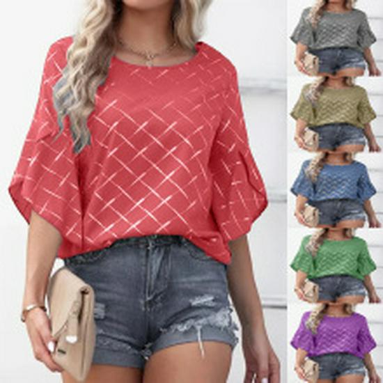 2023 Spring/Summer Women's Off-Shoulder Casual Loose Short-Sleeve T-Shirt