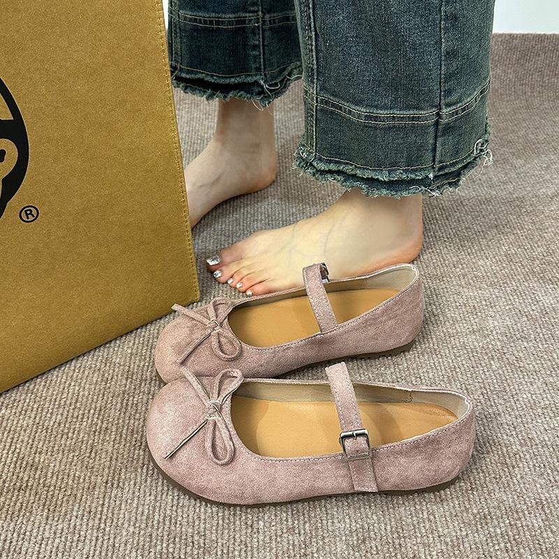 Bow shallow mouth word with Mary Jane shoes new retro flat ballet single shoes women