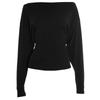 Y25TP365 Women's One-Shoulder Batwing Sleeve Waist-Cinched Solid Color Autumn Pullover Top