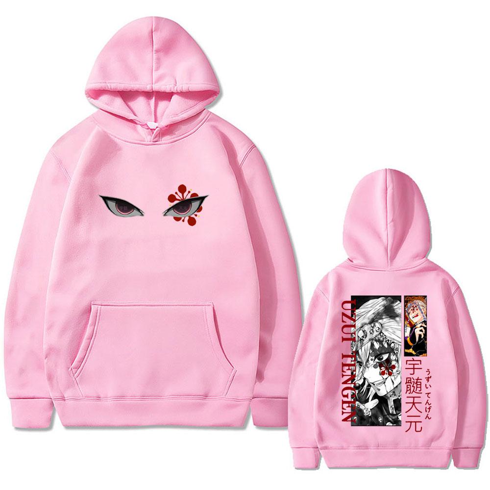 Anime Demon Slayer Uzui Tengen Eyes Graphic Print Hoodie Men Women Casual Oversized Pullover Male Vintage Fleece Hoodies