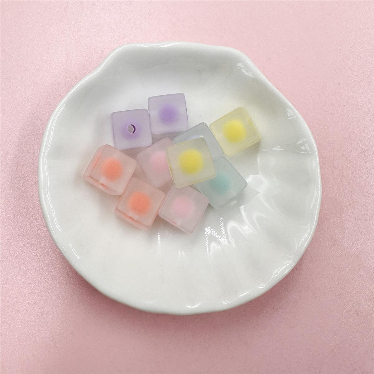 

Браслет квадратный свободный бисер цепочка для мобильного телефона матовый DIY ювелирные аксессуары акриловые модные материалы ручной работы 10 шт 10 мм разноцветный