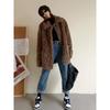 2024 Women's Loose Korean Style Lambswool Fleece Melange Fluffy Winter Coat - Thickened Leather Top