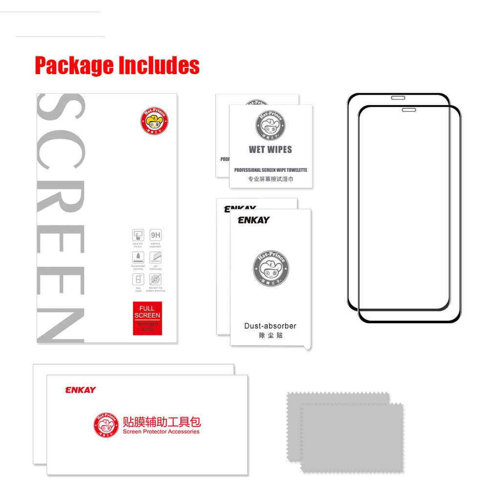 2PCS/Set ENKAY HAT PRINCE 0.26mm 9H 2.5D Full Glue Full Screen Coverage Tempered Glass Screen Protector for iPhone 12 Pro/iPhone 12