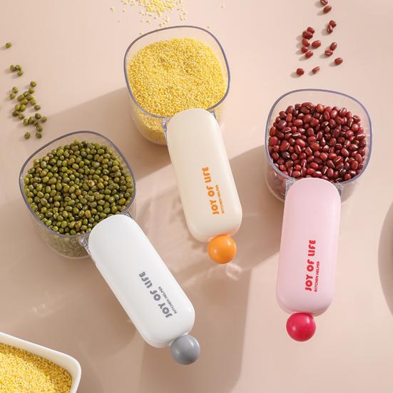 Rice Scoop with Sealing Clip Large Kitchen Measuring Spoon for Flour Grains Food-Grade Plastic Kitchen Scoop for Cereal Containers Pantry Organization