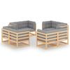 8 Pcs Garden Set with Cushions Solid Pine Wood