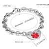 Stainless Steel Medical Logo Bracelet Women'S Titanium Heart Curb Chain O-Line Bracelet