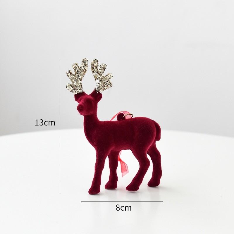 Tree Red Christmas Reindeer Decor Sparkling Figurines Holiday Hanging Ornament