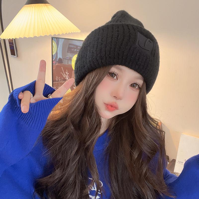 Women's Autumn and Winter Hats New Face Showing Small Knitted Hat Big Head Circumference  Warm Wool Hat  Versatile Ear Protection Hat  Trendy