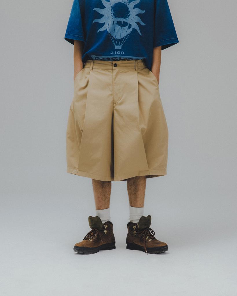 ANGLAN Pleated Volume Half Pants - Beige