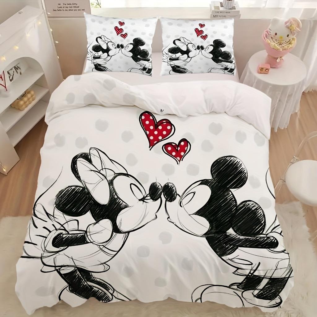 Conjunto de Capa de Edredom Mickey Anya Forger Edredom Roupa de Cama 3D Conjunto de Roupa de Cama Infantil 3 Peças 1 Capa de Edredom Tamanho King