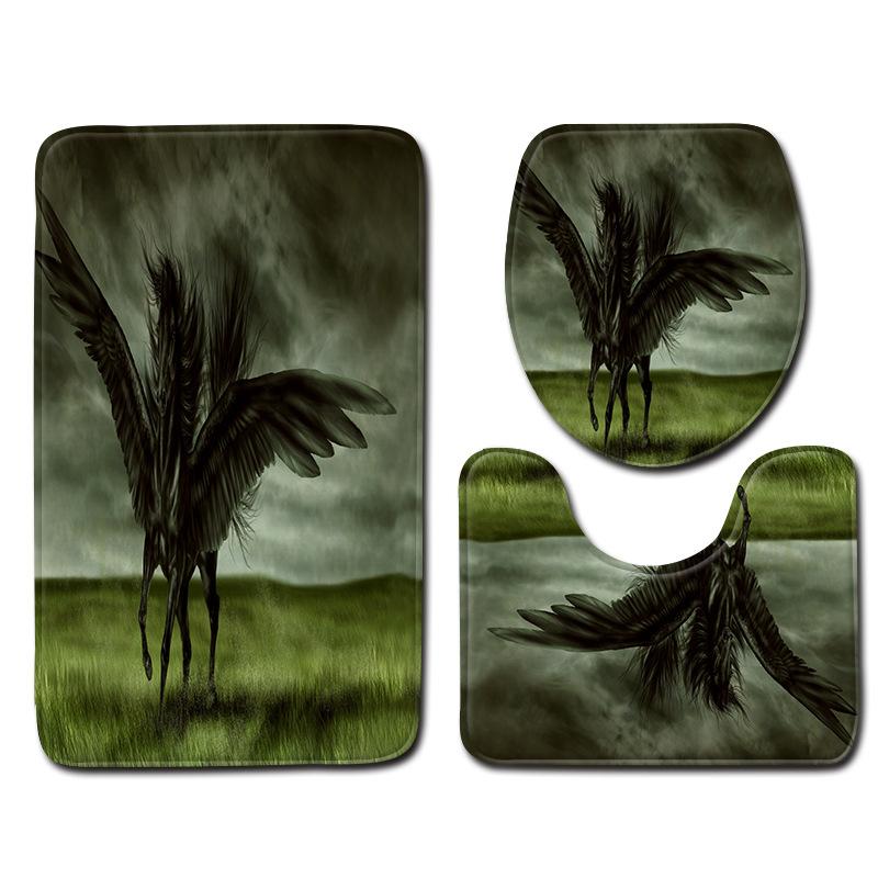 Unicorn Bathroom Floor Mat Toilet Three-Piece Set