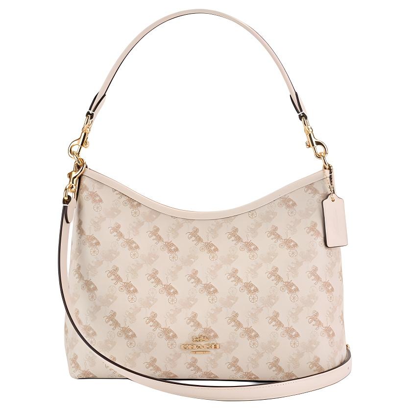 Coach Laurel 31 Classic Monogram Embossed Canvas And Leather Shoulder Bag Large Women Shoulder Bag Cream CBL85-IMCAH