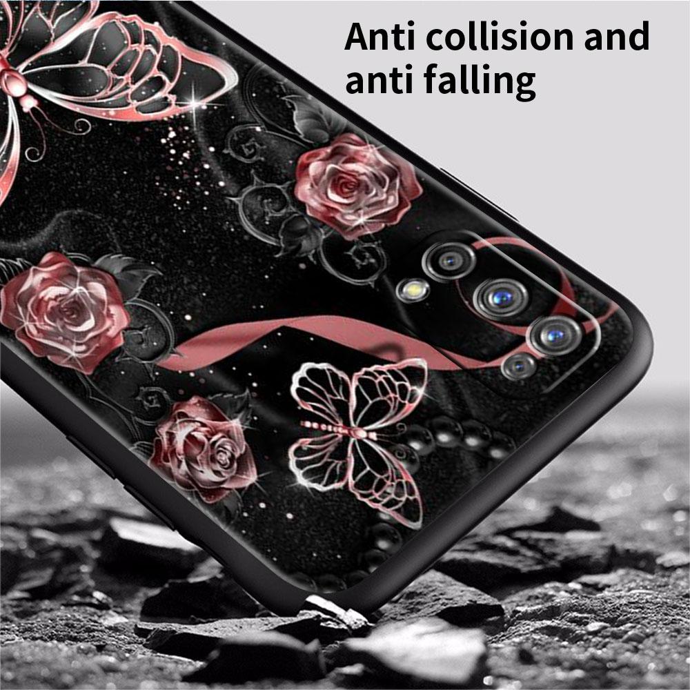 Case For Realme 8 C21y GT Neo 2 3 8i C21 7 C11 6 C12 C35 C3 GT 9 Pro C12 Silicone TPU Phone Cover Beauty Pink Butterfly