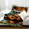 Custom Name Personalized Masha and The Bear Print Blankets, Home Decor, Bedroom, Sofa, Camping, Couch, Gifts for Birthday Christmas