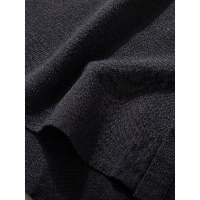 Ramie Shirt Men Short Sleeve Summer Thin Old Money Style Loose Half Sleeve Japanese-Style Retro Straight Smooth Loose Shirt