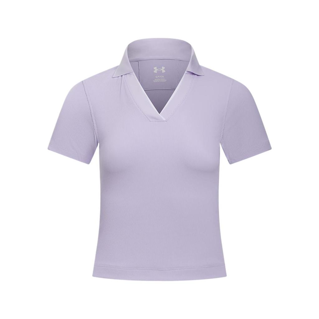 Under Armour Premier Comfortable Fashionable Sun Protection Golf Simple Versatile Short Sleeve Polo Shirt Women tops Light-Purple 1388706-535