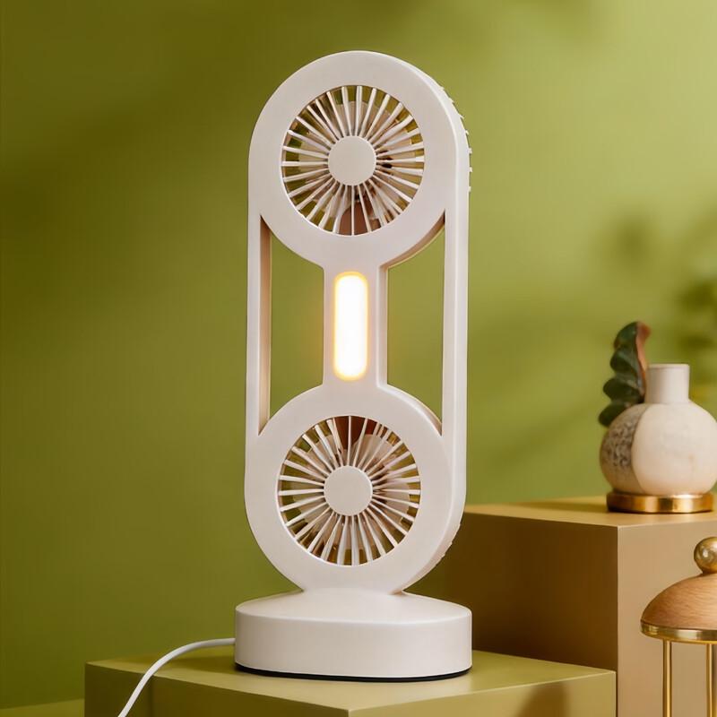 

LINGPAN AF2 Dual-Head USB Rechargeable Camping Fan with Warm Light