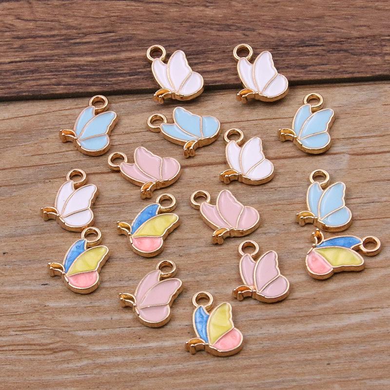 4 Colors DIY Alloy Jewelry: KC Gold Enamel Butterfly Pendant Charm