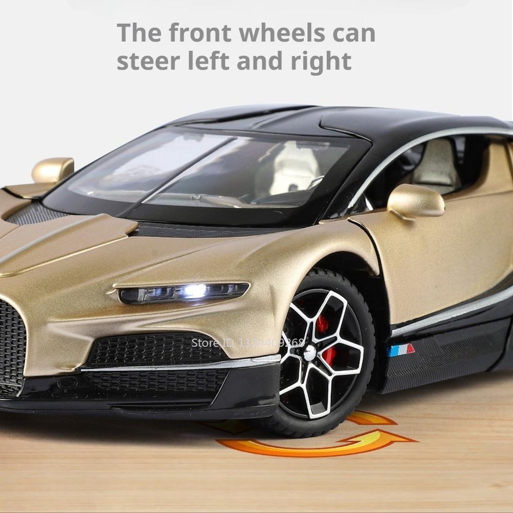 1:24 Tourbillon Atlantic Car Model Toy Wheel Steering Sound Light Pull Back Sports Cars Miniature Models Collecting Ornaments