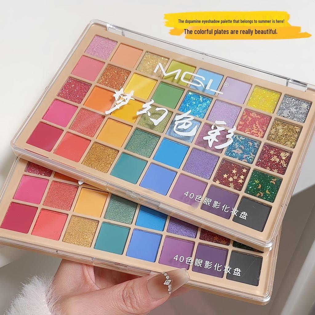 MGL Dreamy 40-Color Eyeshadow Palette: Pearlescent Glitter & Shimmer for Students and Stage Makeup