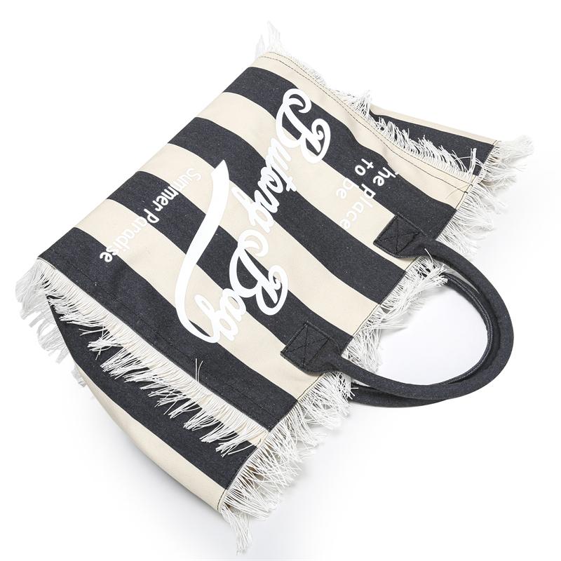 Striped Women's Tote Bag Contrast Color Letter Large Capacity Shoulder Bag Commuter Underarm Bag