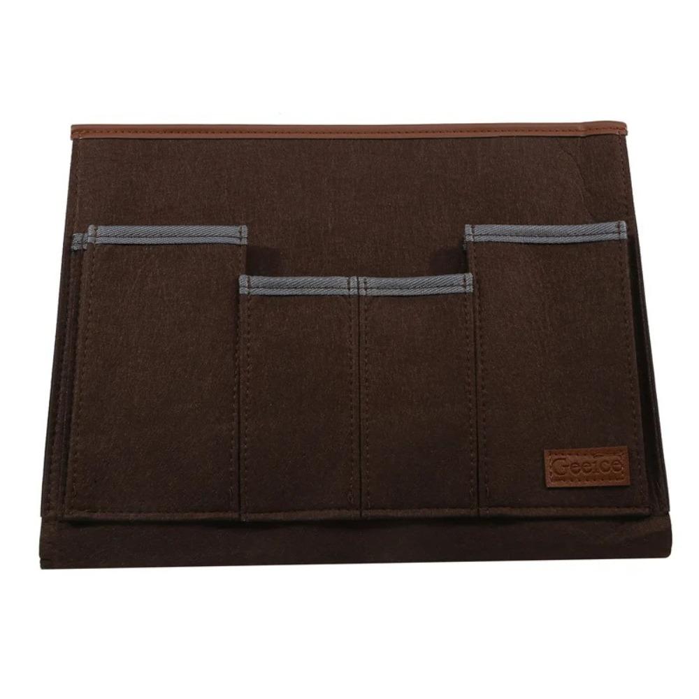 Felt Bedside Storage Bag Solid color Large Capacity Desk Hanging Bag Multi Pocket Design Couch Recliner Armrest Organizer