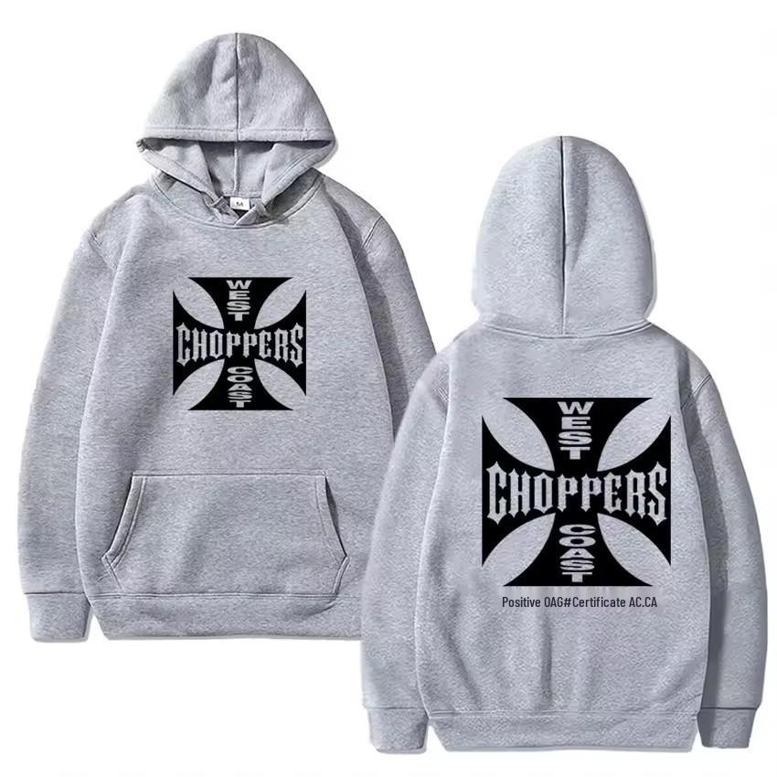 Unisex Wool Long-Sleeve Hooded Sweatshirt, West Coast Helicopter Retro Print