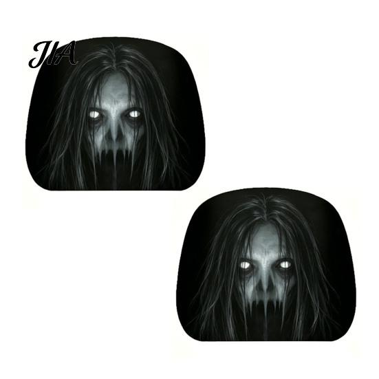 Anti-fouling Car Seat Protectors 2Pcs Ghost Face Headrest Covers, Halloween Horror Decorations, Easy Installation Sleeves Universal Fit Washable