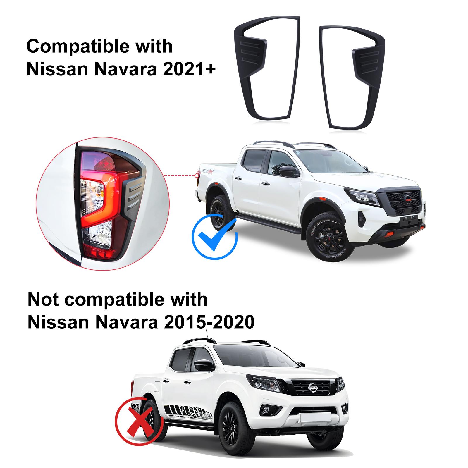 

Matte Black 2Pcs Tail Lights Cover Trim For Nissan Navara NP300 D23 Frontier 2025 2025 2025 2025 2025 Exterior Rear Lamp Hoods