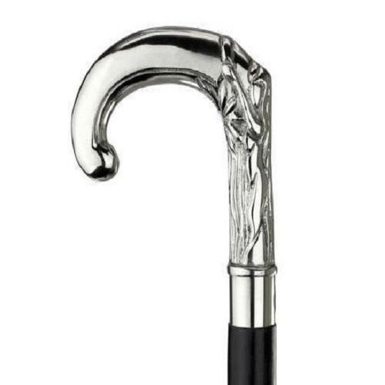 

Men s Brass Designer Wooden Walking Stick Vintage Silver Brass Handle Cane Gift