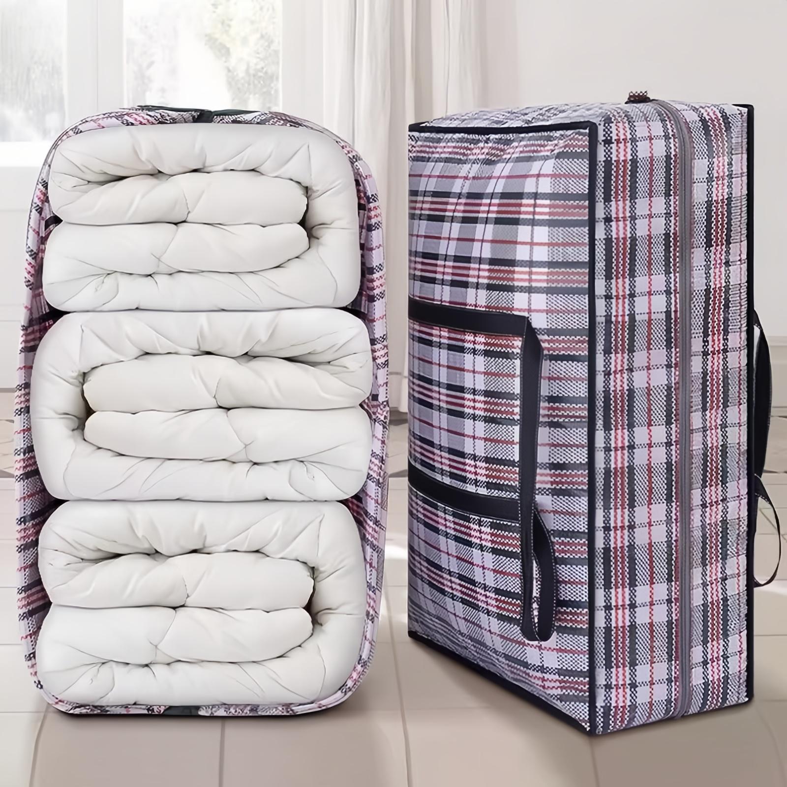 Heavy Duty Moving Storage Bags - Reinforced woven duffle bags, clothing bedding relocation, multi-purpose travel duffle bags-tan