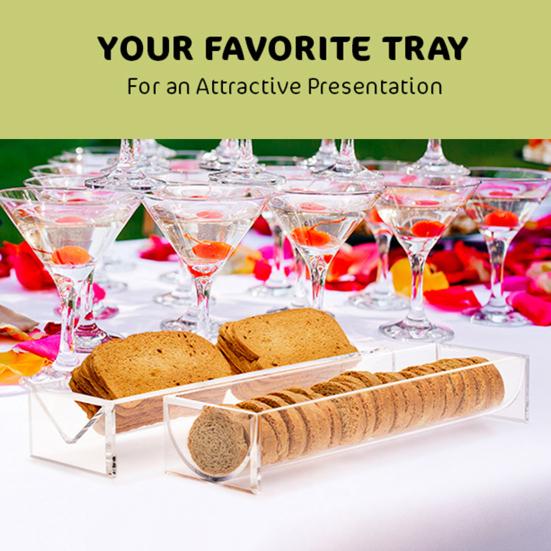 Clear Acrylic Cookie Tray Modern Design BAP-Free Round Rectangular Appetizer Serving Tray for Bread Fruits