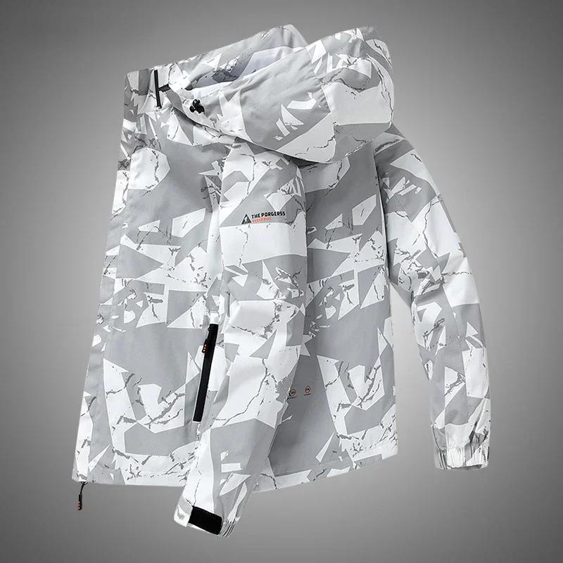 

Vintage Men s Hooded Hiking Jacket Outdoor Men Bomber Coats Waterproof Windbreaker Spring Autumn Casual Cargo Jacket Mens S чорний