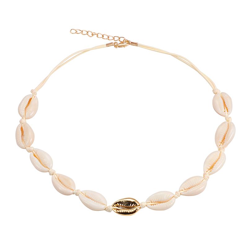 Náhrdelník z mušlí Conch Dámské šperky Letní plážový mušlový choker Bohémský provázkový náhrdelník z kauri korálků Ručně vyráběný límec Ženský
