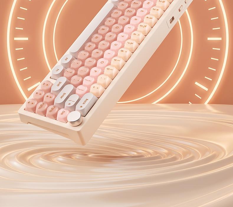 BOW Hangshi GK68 Multicolor Mechanical Keyboard, Stylish Design for Women, Compatible with Office and Laptop Use